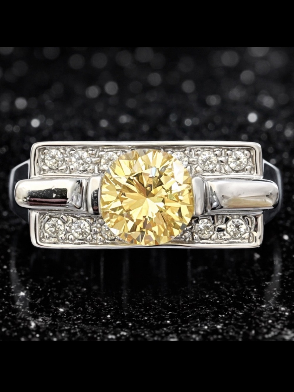 Victoria Wieck Canary CZ diamond solitaire pave set engagement wedding ring